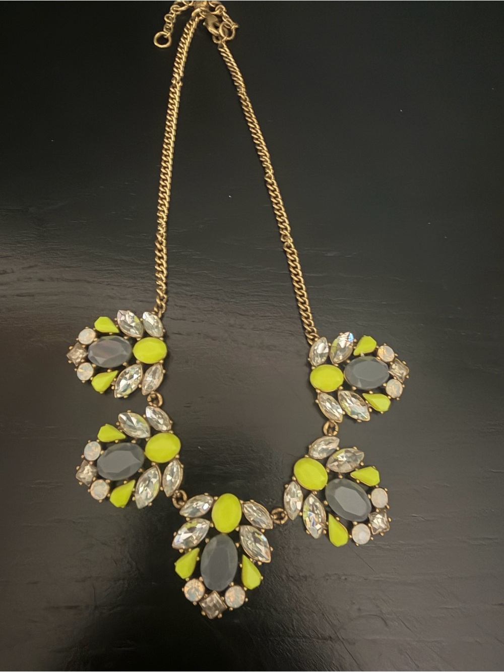 J. Crew Gold-Tone Statement Necklace with Neon Yellow & Gray Accents